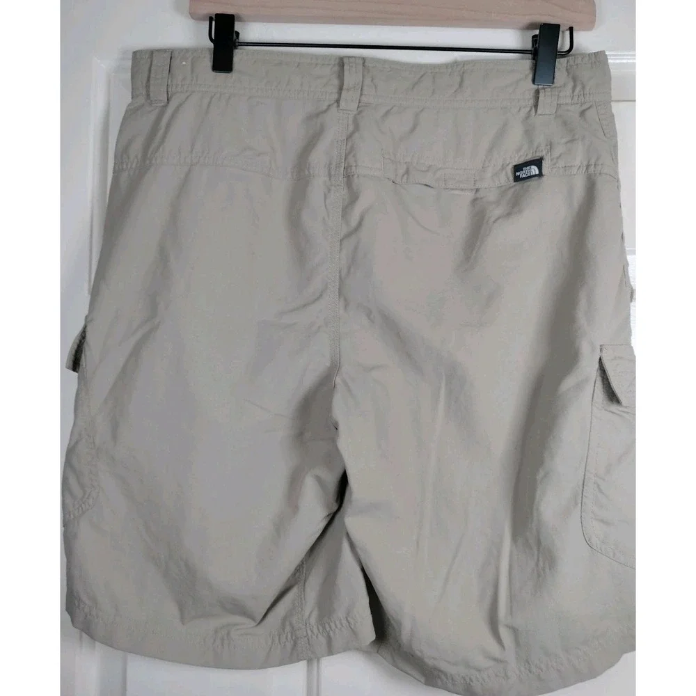 The North Face Horizon Cargo Shorts Men 32 Khaki‎ Tan Nylon Ripstop Hiking Flaws